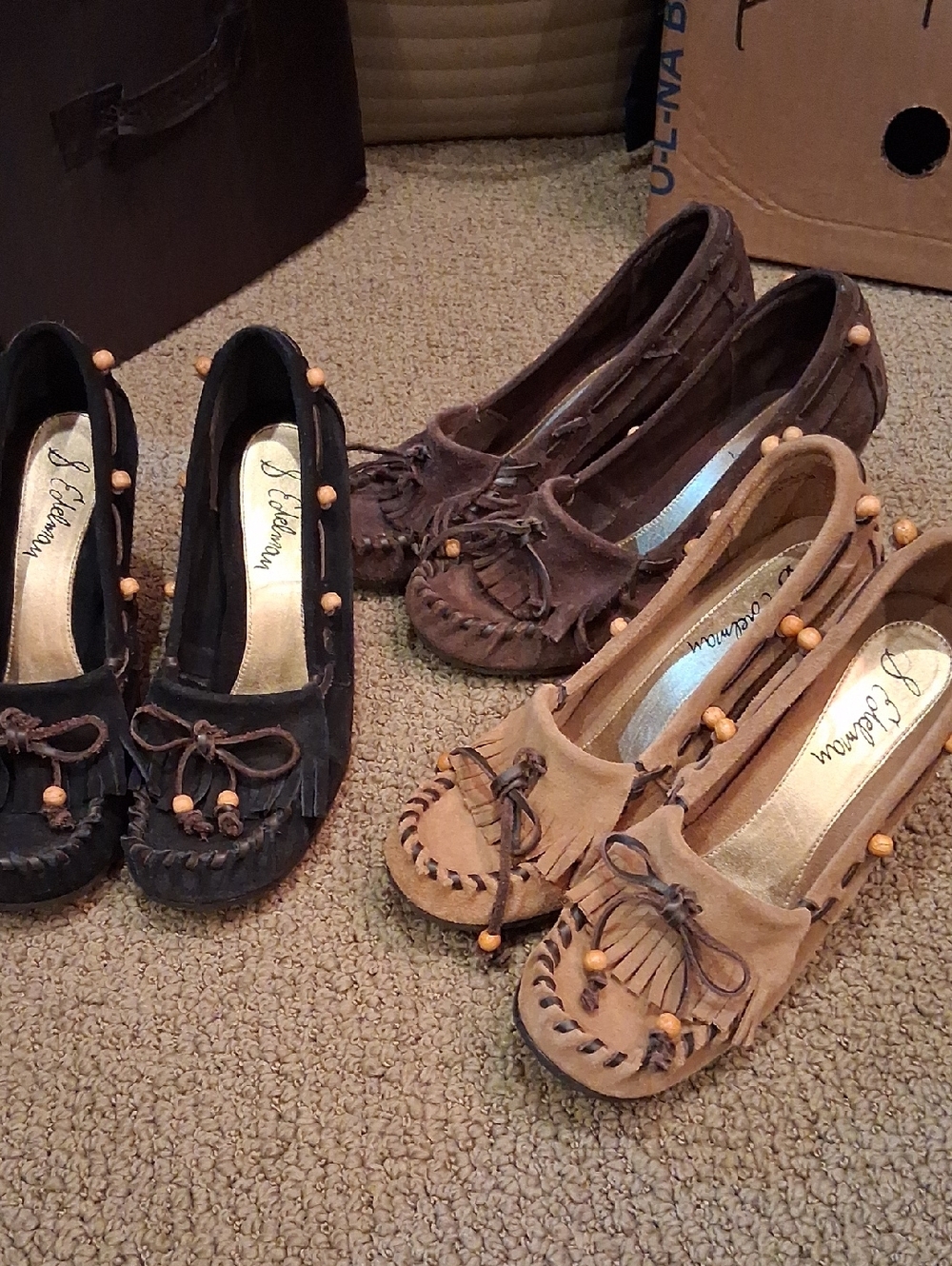 Women's Suede Moccasin Heels by Sam EDELMAN - 3 PAIRS
